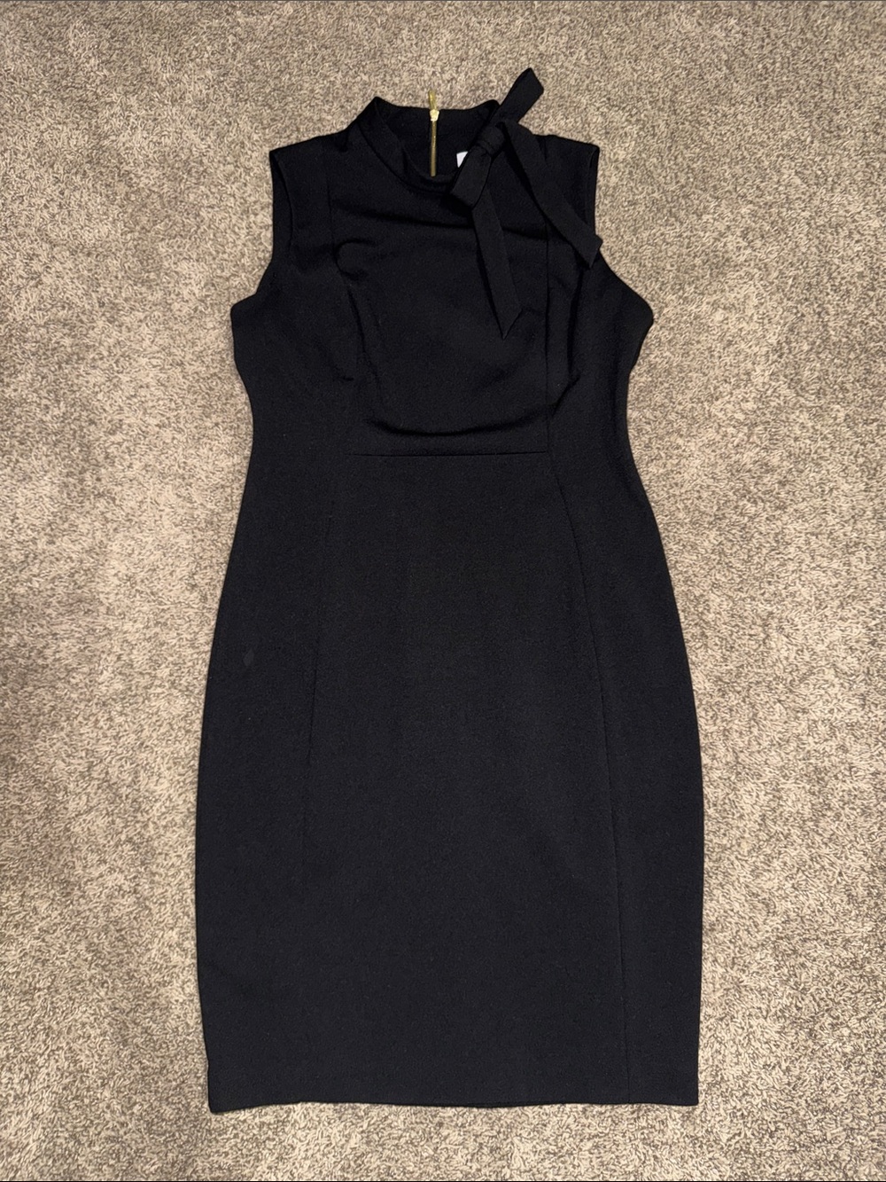 Calvin Klein Black Sleeveless Tie-Neck Midi Sheath Dress sz 10